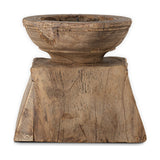 Thoko Square Reclaimed Wood Candlestick - Dark Stain