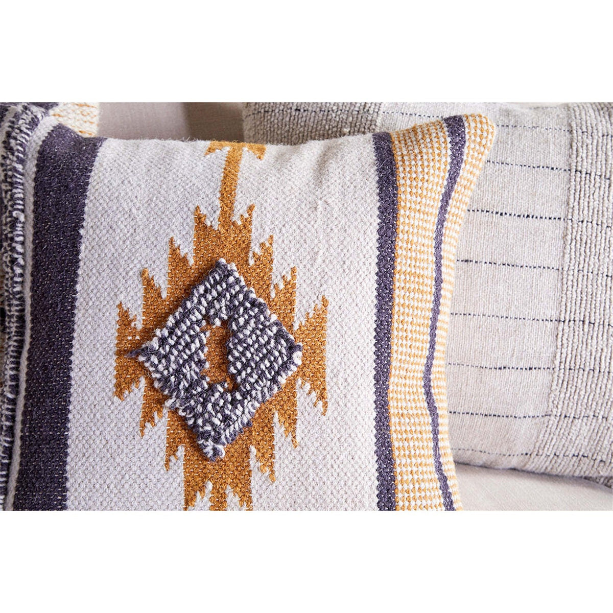 Tussi Mara 50 x 50cm Cushion Cover - Mustard & Grey