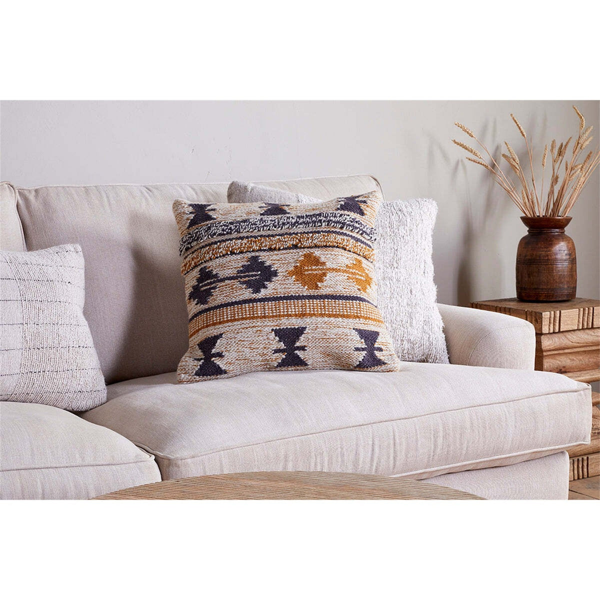 Tussi Ami 50 x 50cm Cushion Cover - Mustard & Grey