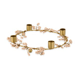 Tanu Mango Wood Christmas Candle Holder - Brass & Natural