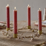 Tanu Mango Wood Christmas Candle Holder - Brass & Natural