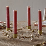 Tanu Mango Wood Christmas Candle Holder - Brass & Natural