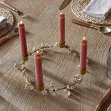 Tanu Mango Wood Christmas Candle Holder - Brass & Natural