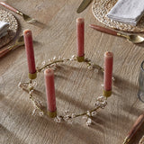 Tanu Mango Wood Christmas Candle Holder - Brass & Natural