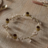 Tanu Mango Wood Christmas Candle Holder - Brass & Natural
