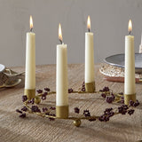 Tanu Mango Wood Christmas Candle Holder - Brass & Ruby