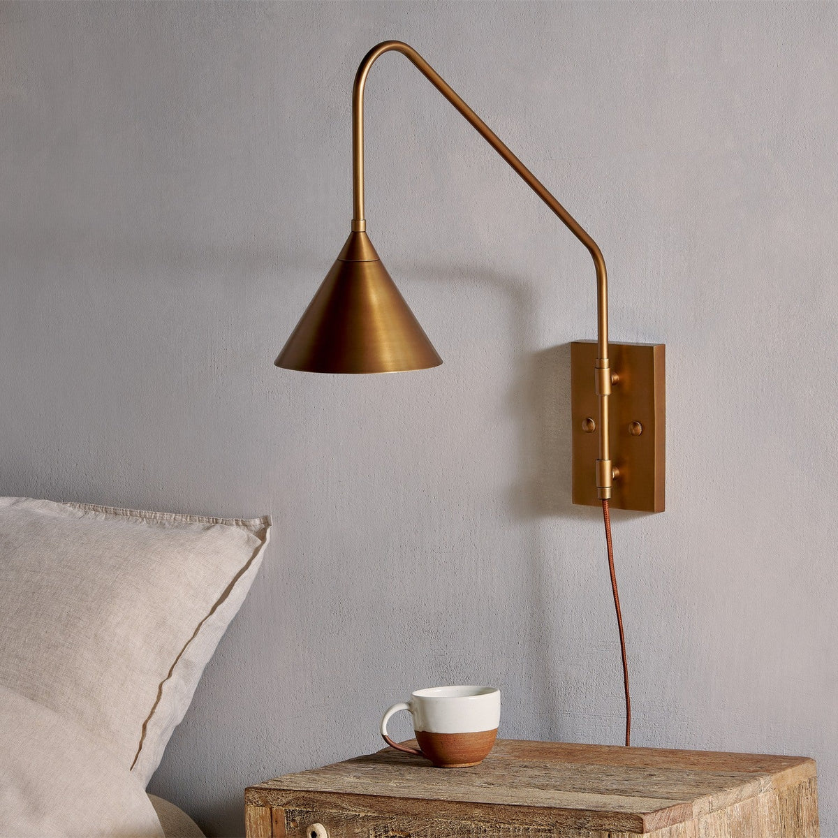Thottam Swing Arm Wall Light - Antique Brass