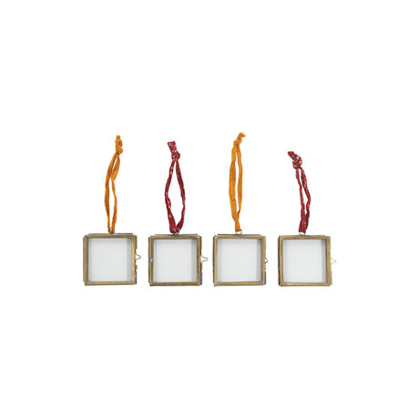 Kiko Tiny Glass Photo Frame - Antique Brass - Set of 4