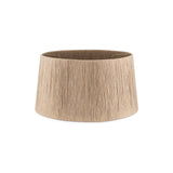 Tiwa Small Woven Jute Lampshade in natural straw-toned jute with vertical corded texture and a visible brass fitting ring, tapered drum shape on a plain white background.