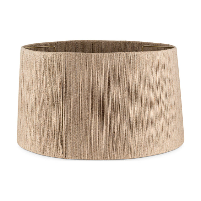 Tiwa extra large tapered drum lampshade in natural woven jute cord with visible brass fitting ring inside the top rim, shown on a plain white background.