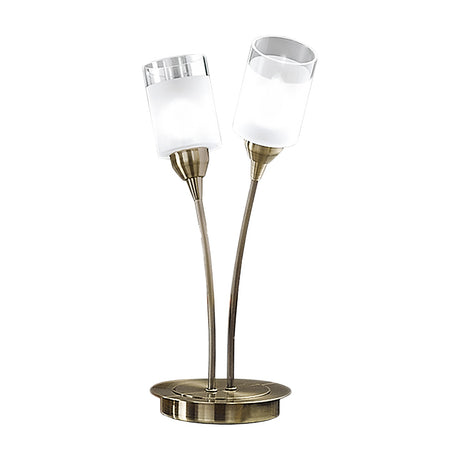 Campani 2 light table lamp in bronze finish, unlit