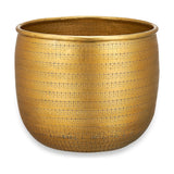 Tembesi Small Etched Aluminium Planter - Antique Brass