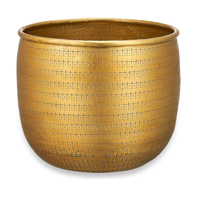 Tembesi Small Etched Aluminium Planter - Antique Brass