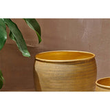 Tembesi Small Etched Aluminium Planter - Antique Brass