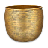 Tembesi Medium Etched Planter - Antique Brass