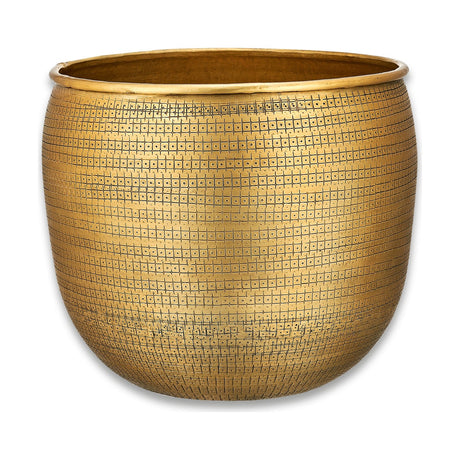 Tembesi Medium Etched Planter - Antique Brass