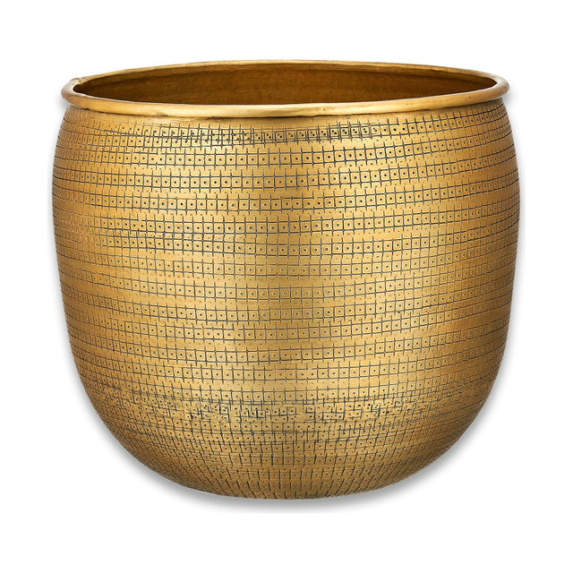 Tembesi Medium Etched Planter - Antique Brass