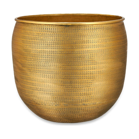 Tembesi Large Etched Planter - Antique Brass
