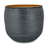 Tembesi Large Etched Planter - Antique Black & Brass