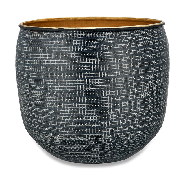 Tembesi Large Etched Planter - Antique Black & Brass