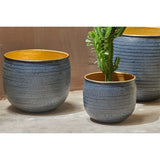 Tembesi Large Etched Planter - Antique Black & Brass
