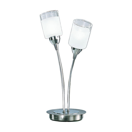 Campani 2 light table lamp in chrome and satin nickel finish