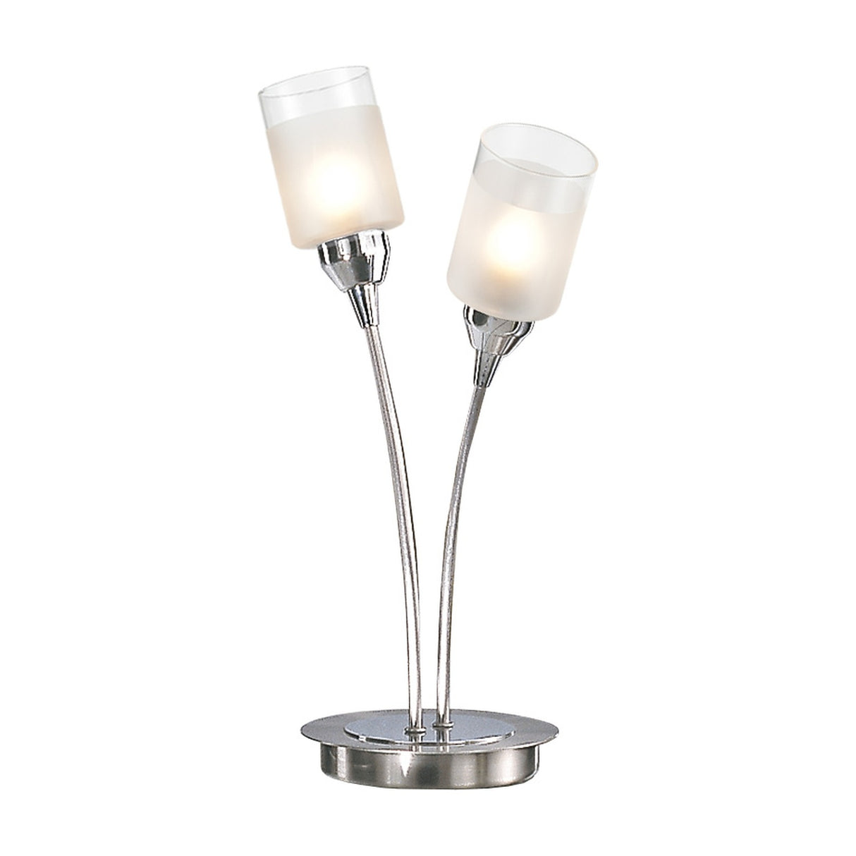 Campani 2 light table lamp in chrome and satin nickel finish, alternative view