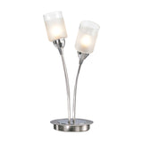Campani 2 light table lamp in chrome and satin nickel finish, alternative view