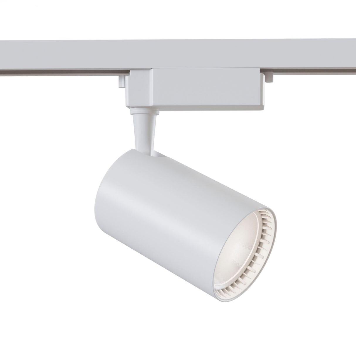Vuoro LED single phase Unity track spotlight in white, perfect for efficient and minimal track lighting solutions.