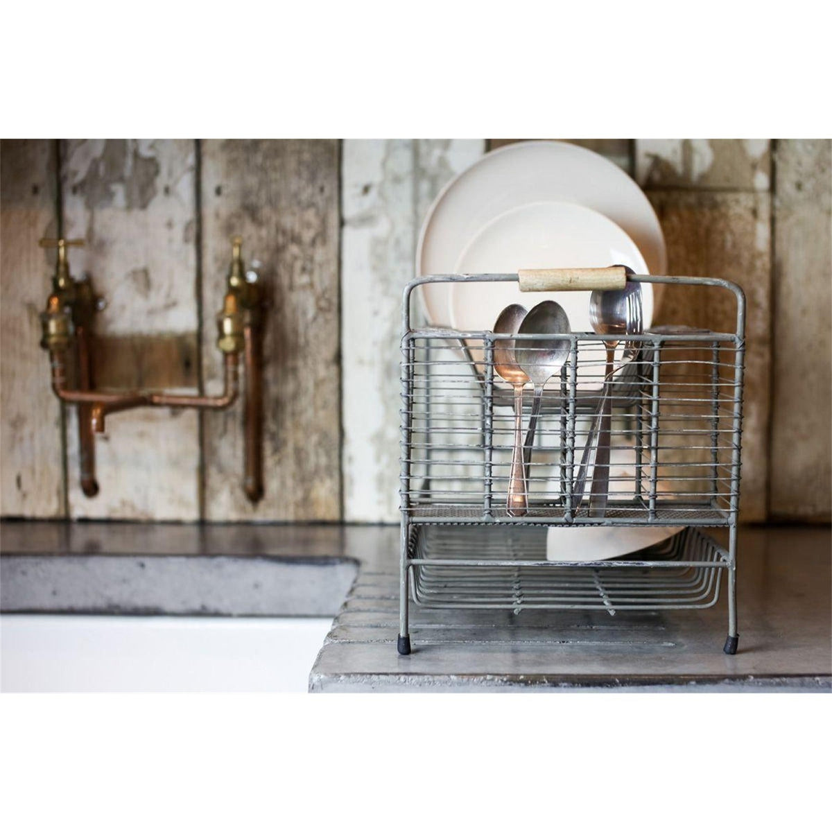 Tilmo Iron Dish Rack - Distressed Grey