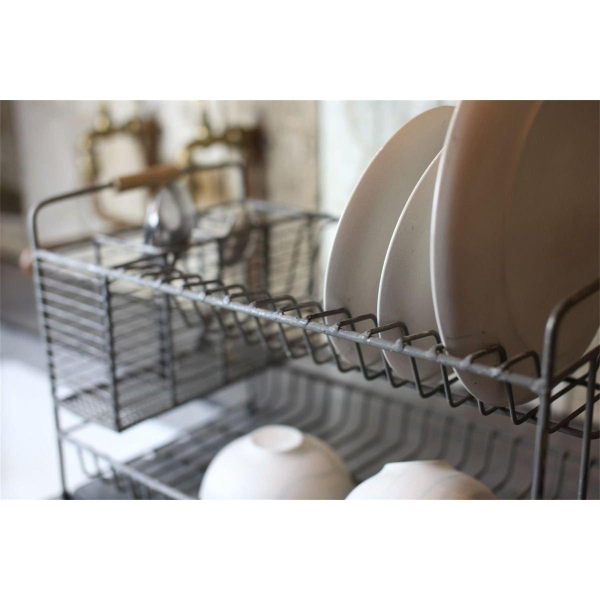 Tilmo Iron Dish Rack - Distressed Grey