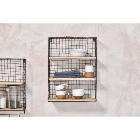 Tamba Wire & Mango Wood Wall Shelf - Rust
