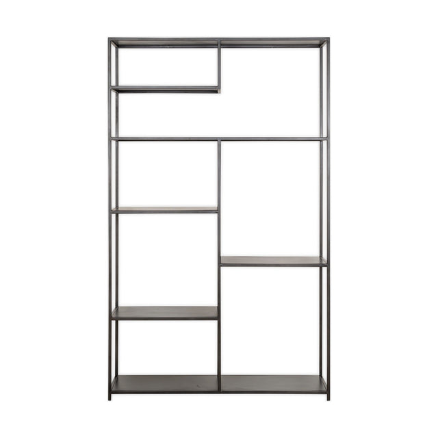 Tanvi Wide Iron Shelving Unit - Black