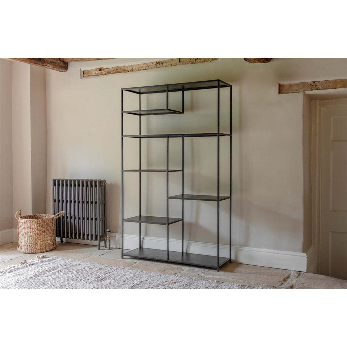 Tanvi Wide Iron Shelving Unit - Black