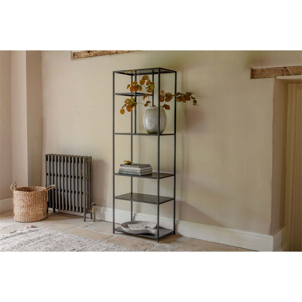 Tanvi Narrow Iron Shelving Unit - Black