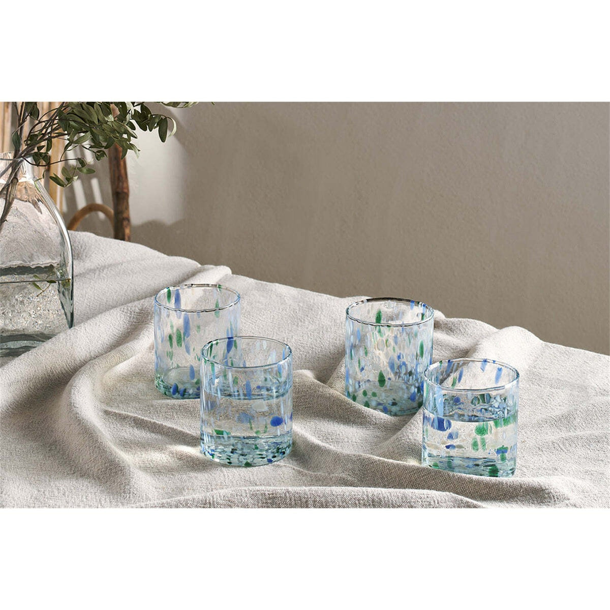 Taja Recycled Glass Tumblers - Sea Blue - Set of 4