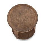 Triveni Round Mango Wood Side Table - Walnut