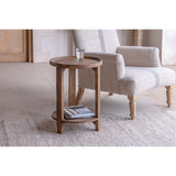 Triveni Round Mango Wood Side Table - Walnut