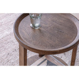 Triveni Round Mango Wood Side Table - Walnut