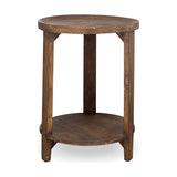 Triveni Round Mango Wood Side Table - Walnut