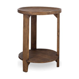 Triveni Round Mango Wood Side Table - Walnut