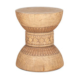 Taru Round Carved Side Table - Natural