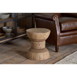 Taru Round Carved Side Table - Natural