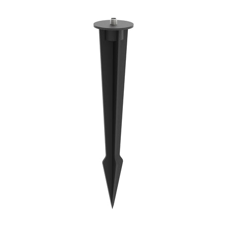 Large Ground Spike, 26cm black aluminium garden light mount with a flat round top and threaded fitting, tapering to a pointed base, shown on a plain white background.