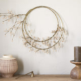 Tanu Mango Wood Beaded Christmas Wreath - Brass & Natural