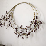 Tanu Mango Wood Beaded Christmas Wreath - Brass & Ruby