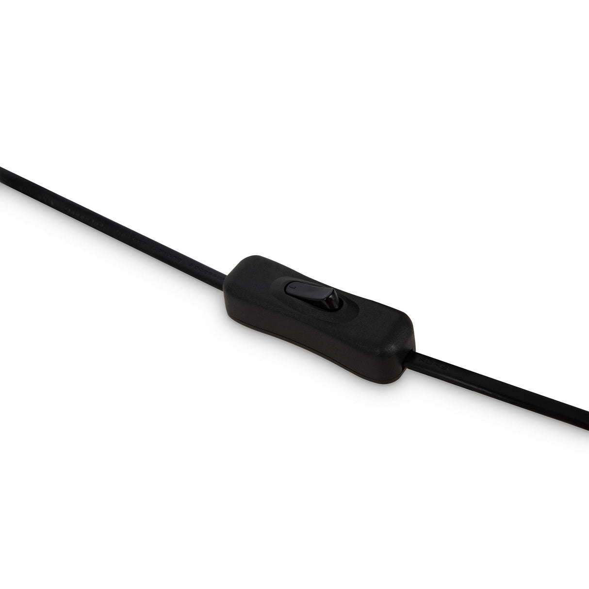 The Memory Table Lamp - Black features a sophisticated design with a black inline switch on its cord, an opal white glass diffuser, and a black ceramic base against a white background.