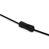 The Memory Table Lamp - Black features a sophisticated design with a black inline switch on its cord, an opal white glass diffuser, and a black ceramic base against a white background.