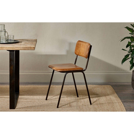 Ukari Leather Dining Chair - Aged Tan