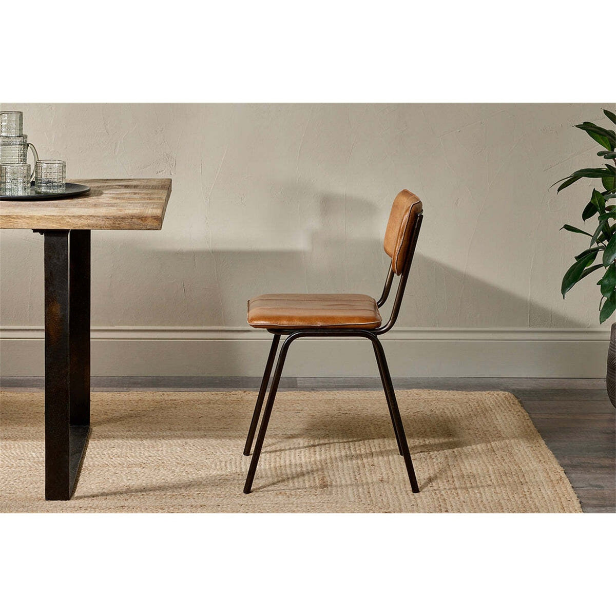 Ukari Leather Dining Chair - Aged Tan
